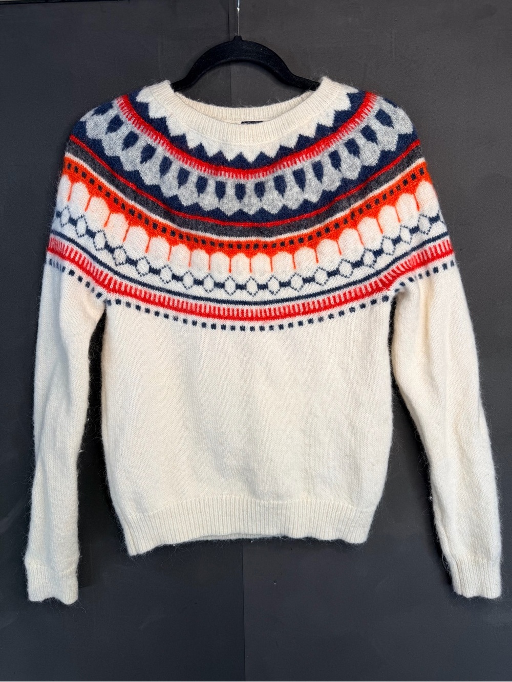 Gap Fair isle Nordic Knit Mohair Wool Blend Cream Sweater Size Small